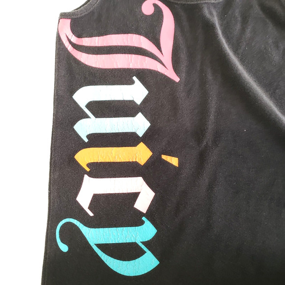 Vtg Juicy Couture SIZE S Black Stretch Knit Terry Cloth Shift Dress Sleeveless - Picture 5 of 13